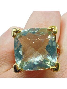 Carol Brodies Rarities Aquamarine Sterling Silver Ring Sz. 9.75 Huge Designer